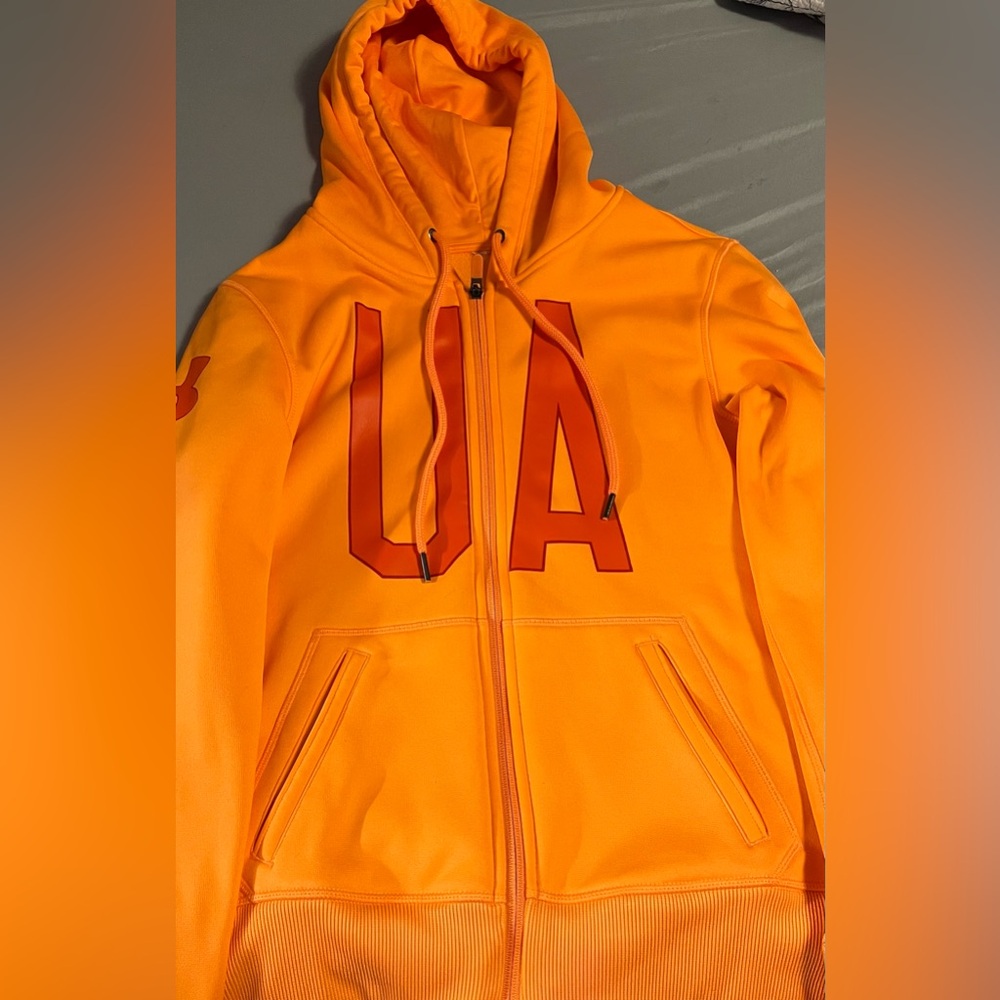 Pretty Under Amour hooded, neon orange women’s jacket😍